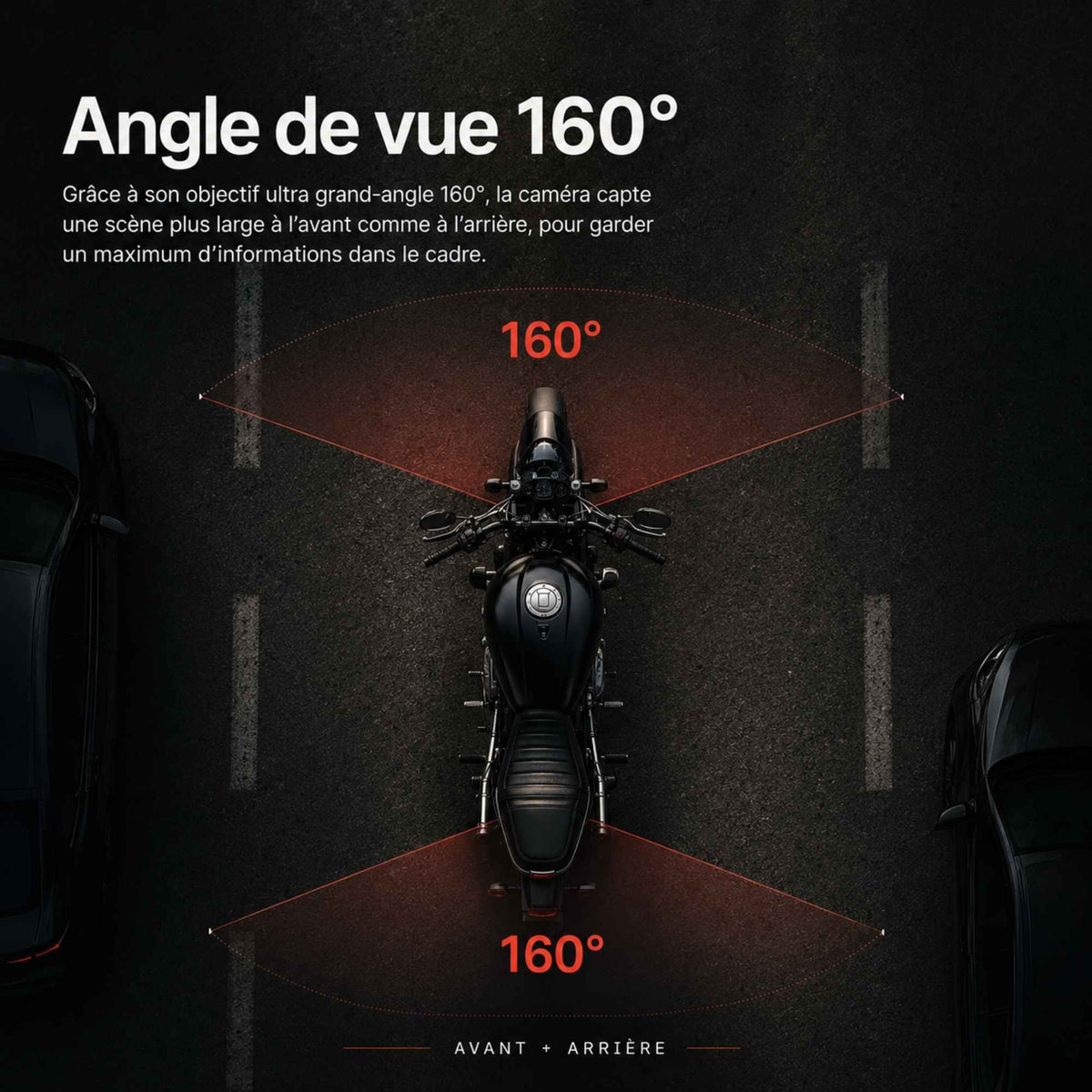 Caméras avant et arrière indiquées en 1080P