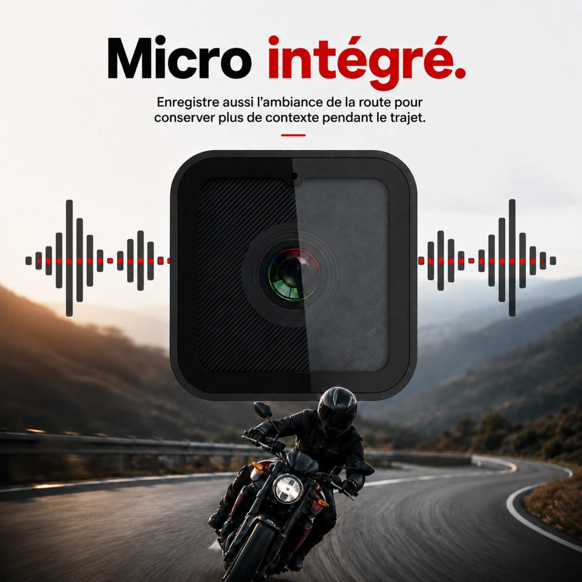 Vue rapprochée de la caméra moto CS03