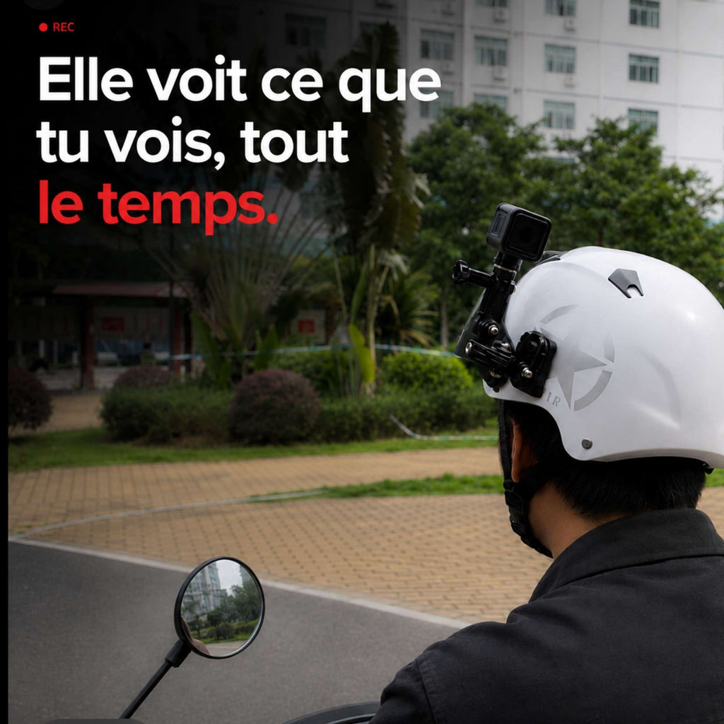Caméra CS03 montée sur un guidon de moto