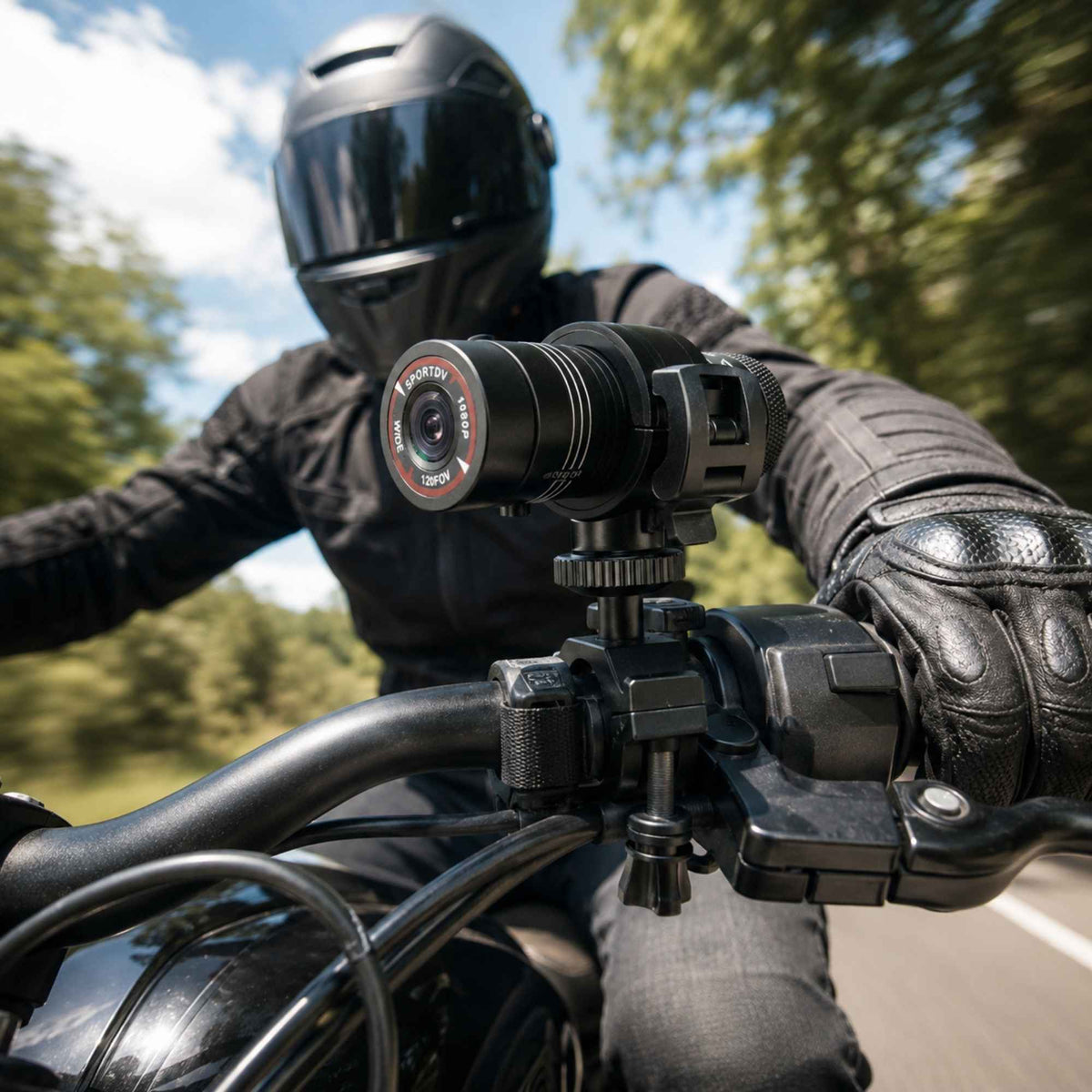 Vue rapprochée de la caméra moto F60