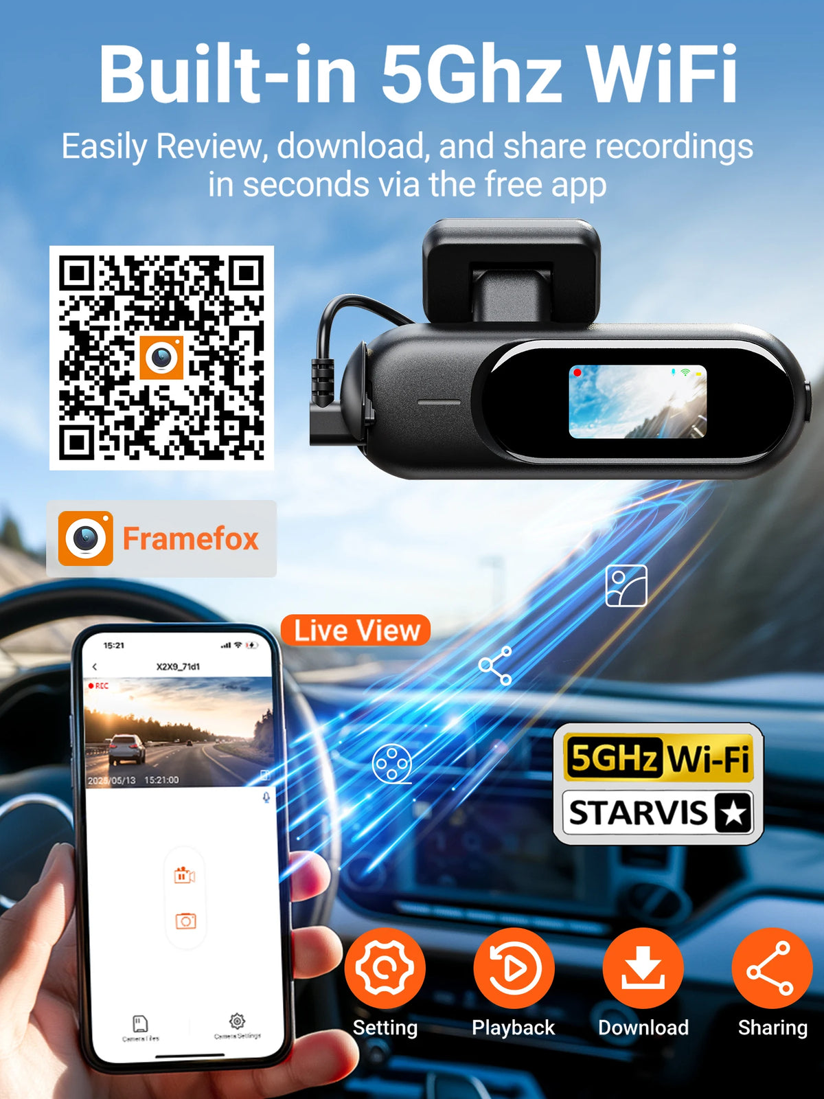 Dashcam voiture GMAIPOP 4K UHD HDR double – aperçu produit