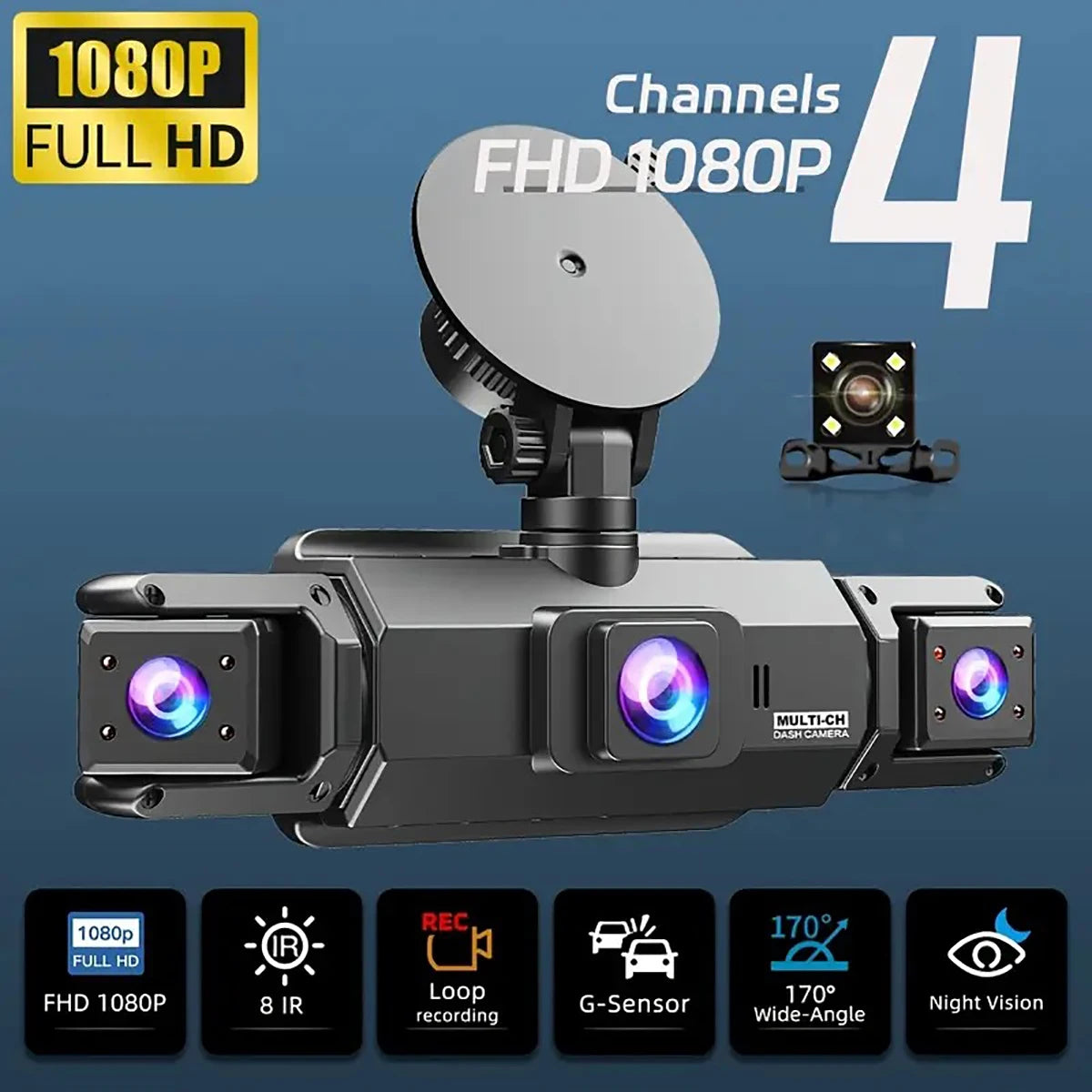 Dashcam voiture etymoofox 4 objectifs écran IPS – photo 9