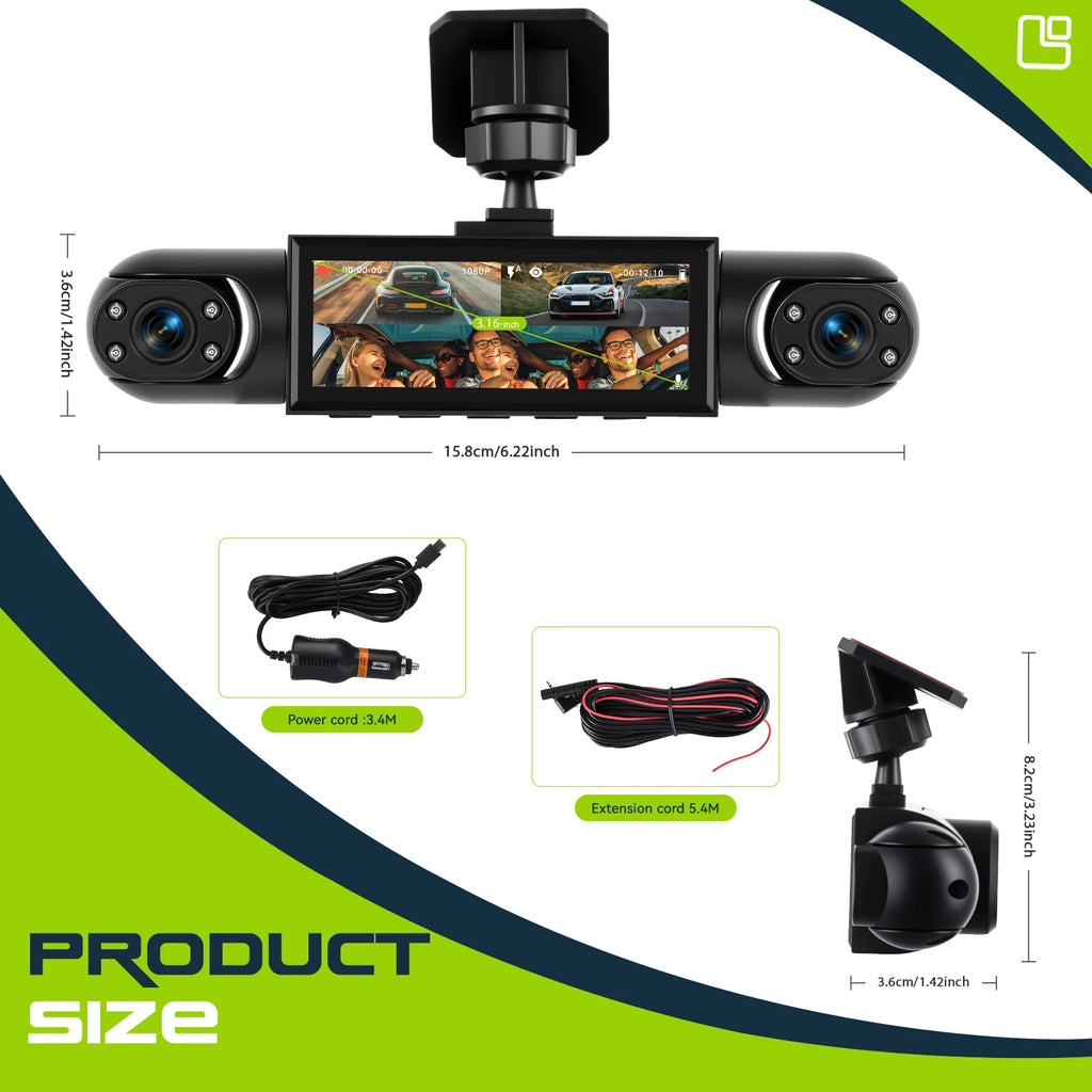 Dashcam voiture Podofo 1080P GPS multi-vues – photo 12