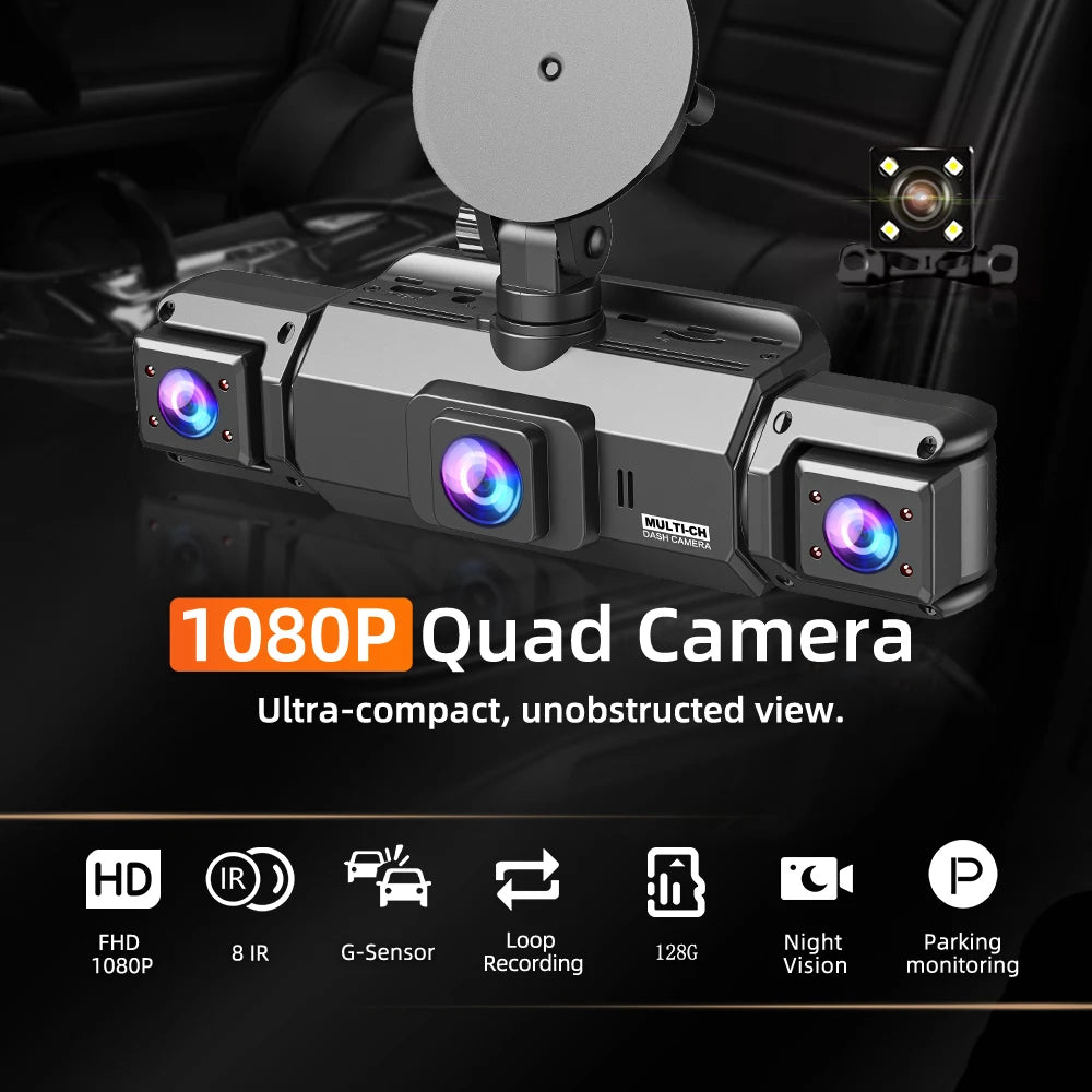 Dashcam voiture 4 canaux 1080P GMAIPOP hardwire – détails