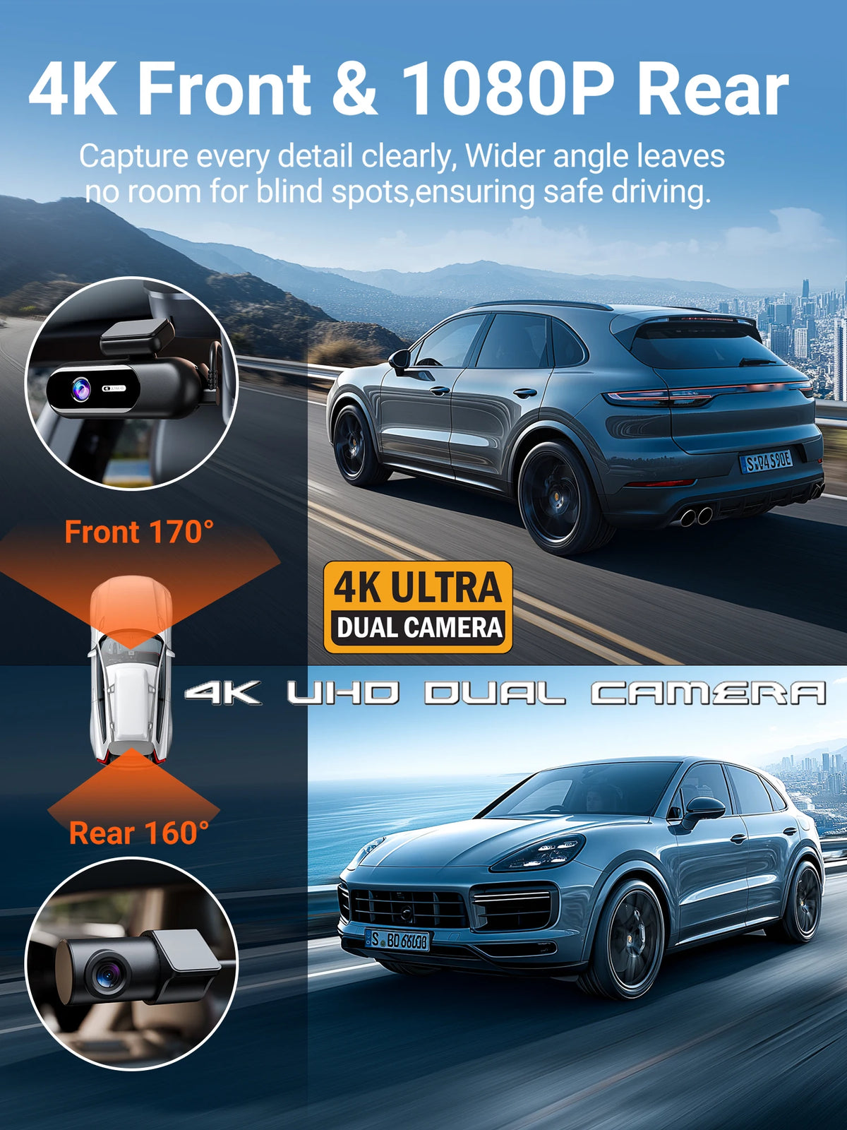 Dashcam voiture GMAIPOP 4K UHD HDR double – présentation