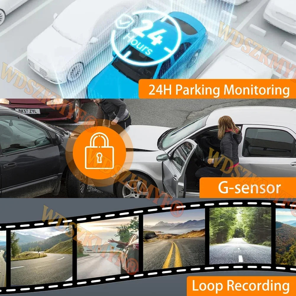 Dashcam voiture 4 canaux 4K UHD 360 – vue technique