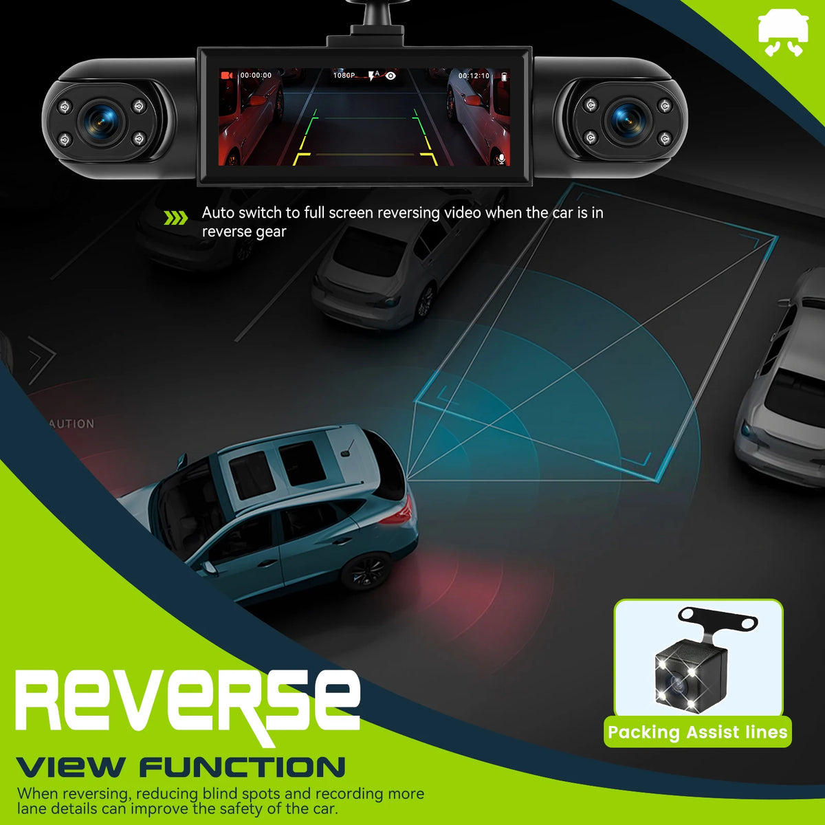 Dashcam voiture Podofo 1080P GPS multi-vues – photo 11