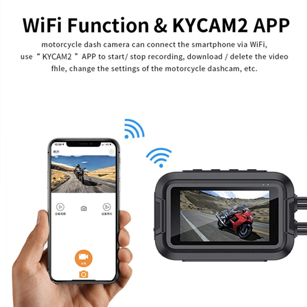 Dashcam moto Kocam 1080P GPS WiFi étanche – aperçu produit