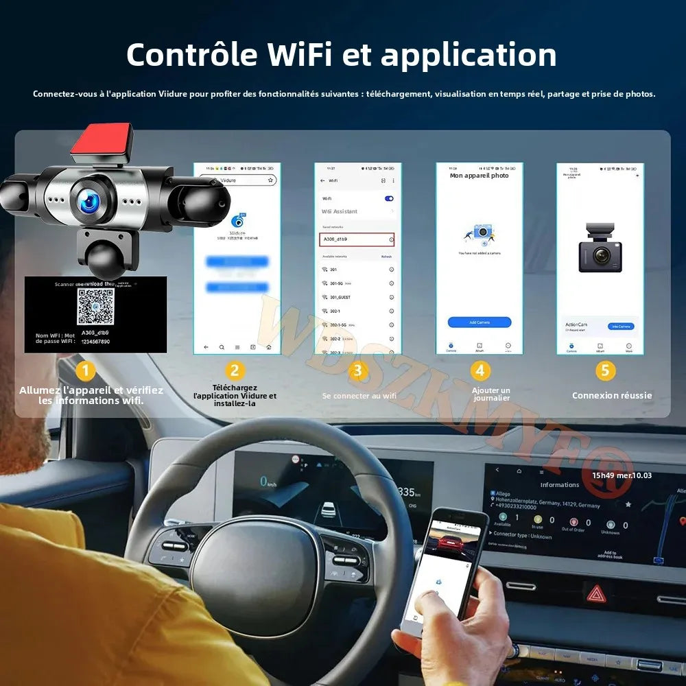Dashcam voiture WDSZKMYF 5 canaux 1080P 360 – caractéristiques