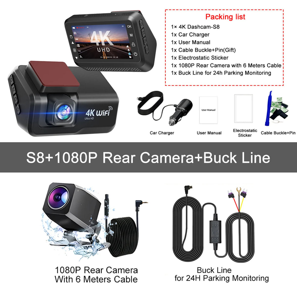 Dashcam voiture Kocam 4K UHD double objectif WiFi – photo 22