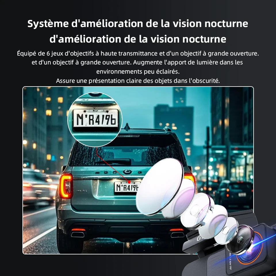 Dashcam voiture Acceo 4K + 2.5K double objectif – vue détaillée