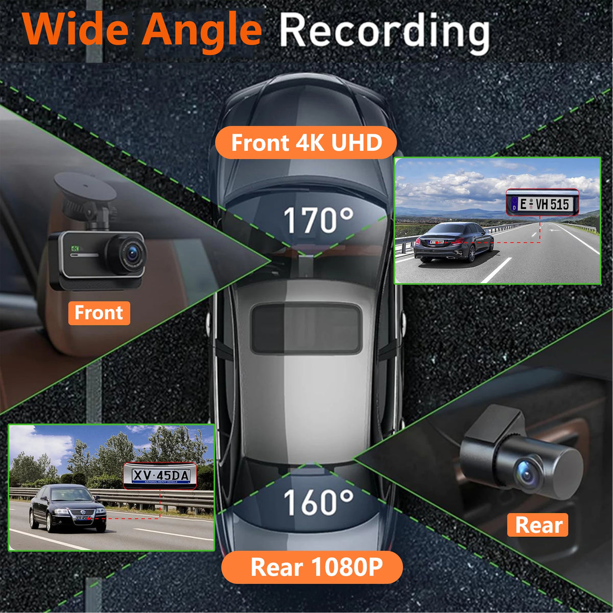 Dashcam voiture GMAIPOP 4K double rétroviseur – vue détaillée