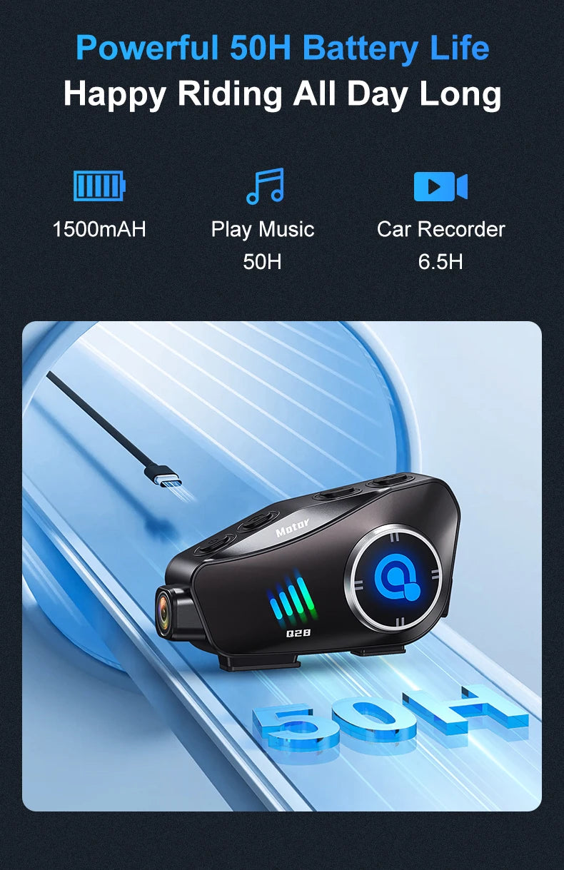 Casque moto Kebidumei caméra 1080P Bluetooth – photo 16