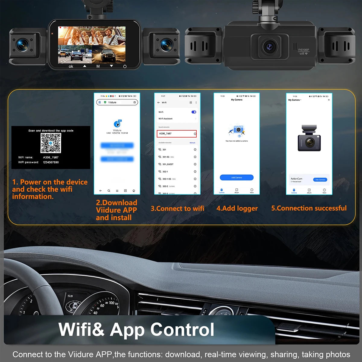 Dashcam voiture etymoofox 4 canaux WiFi rétroviseur – photo 22
