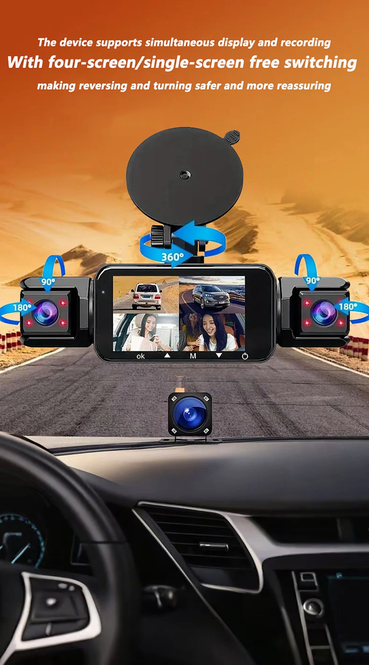 Dashcam voiture etymoofox 4 canaux WiFi rétroviseur – photo 9