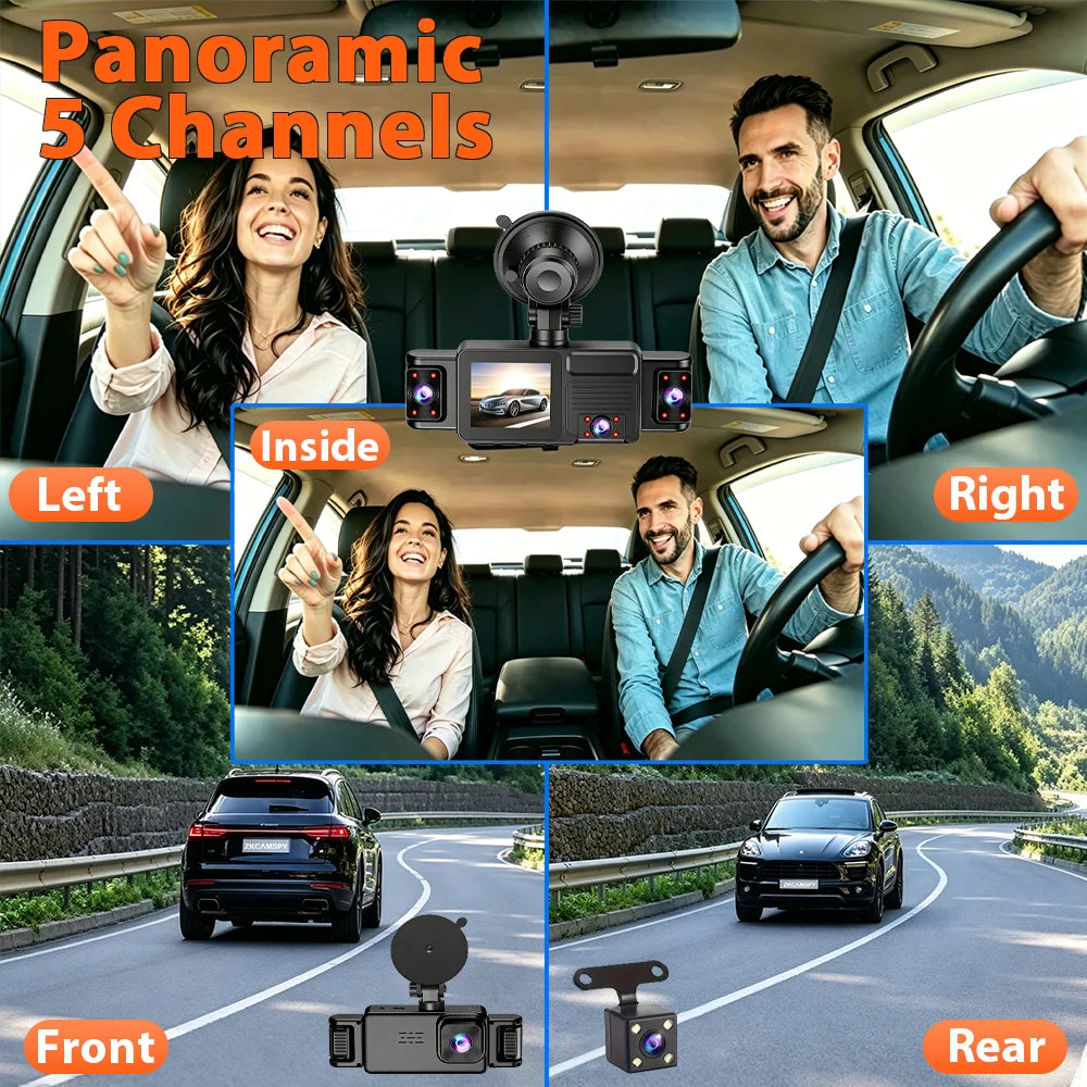Dashcam voiture 5 canaux 360 degrés 2K – présentation