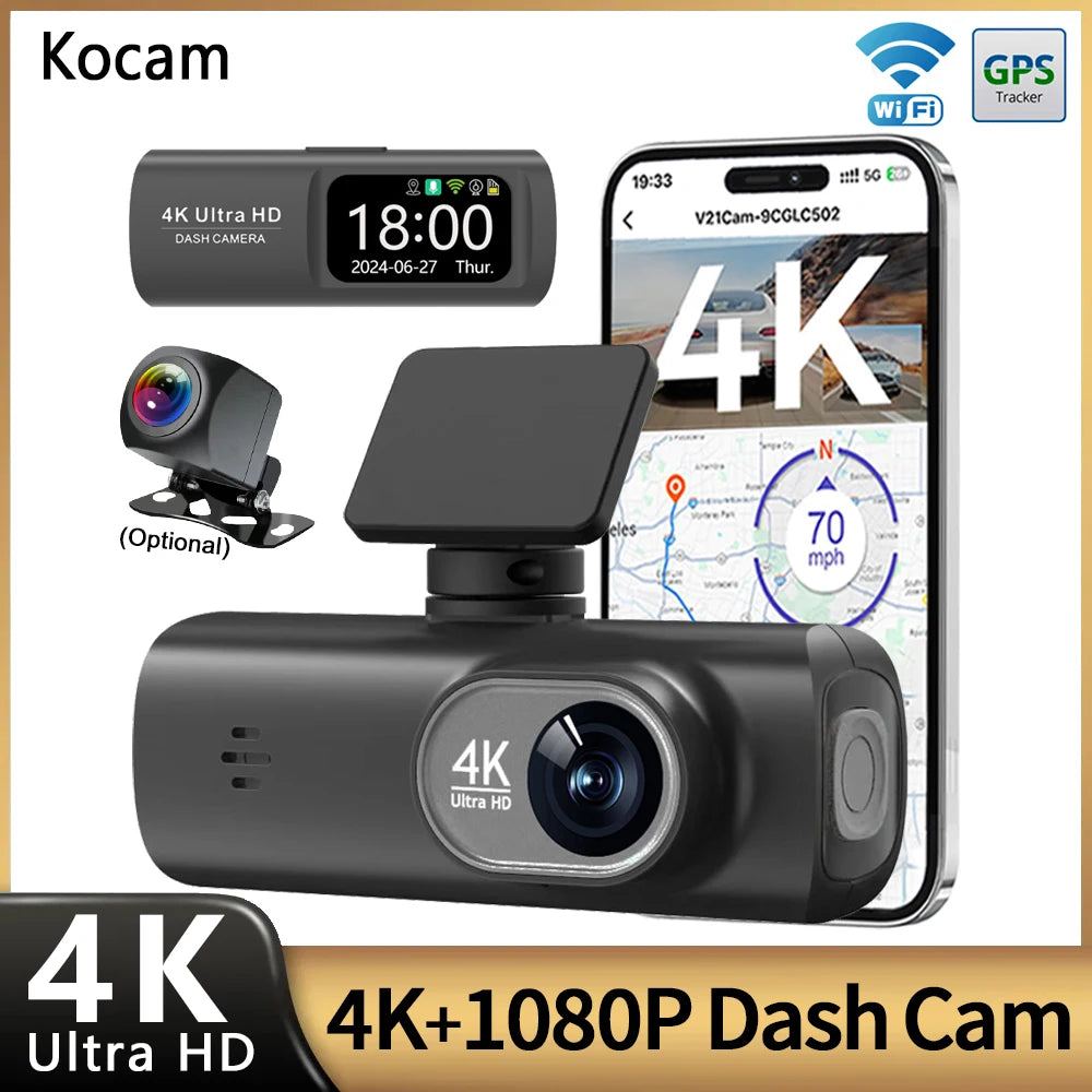 Dashcam voiture Kocam 4K UHD WiFi GPS externe