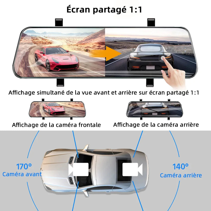 Dashcam rétroviseur E-ACE 2.5K GPS WiFi – vue détaillée