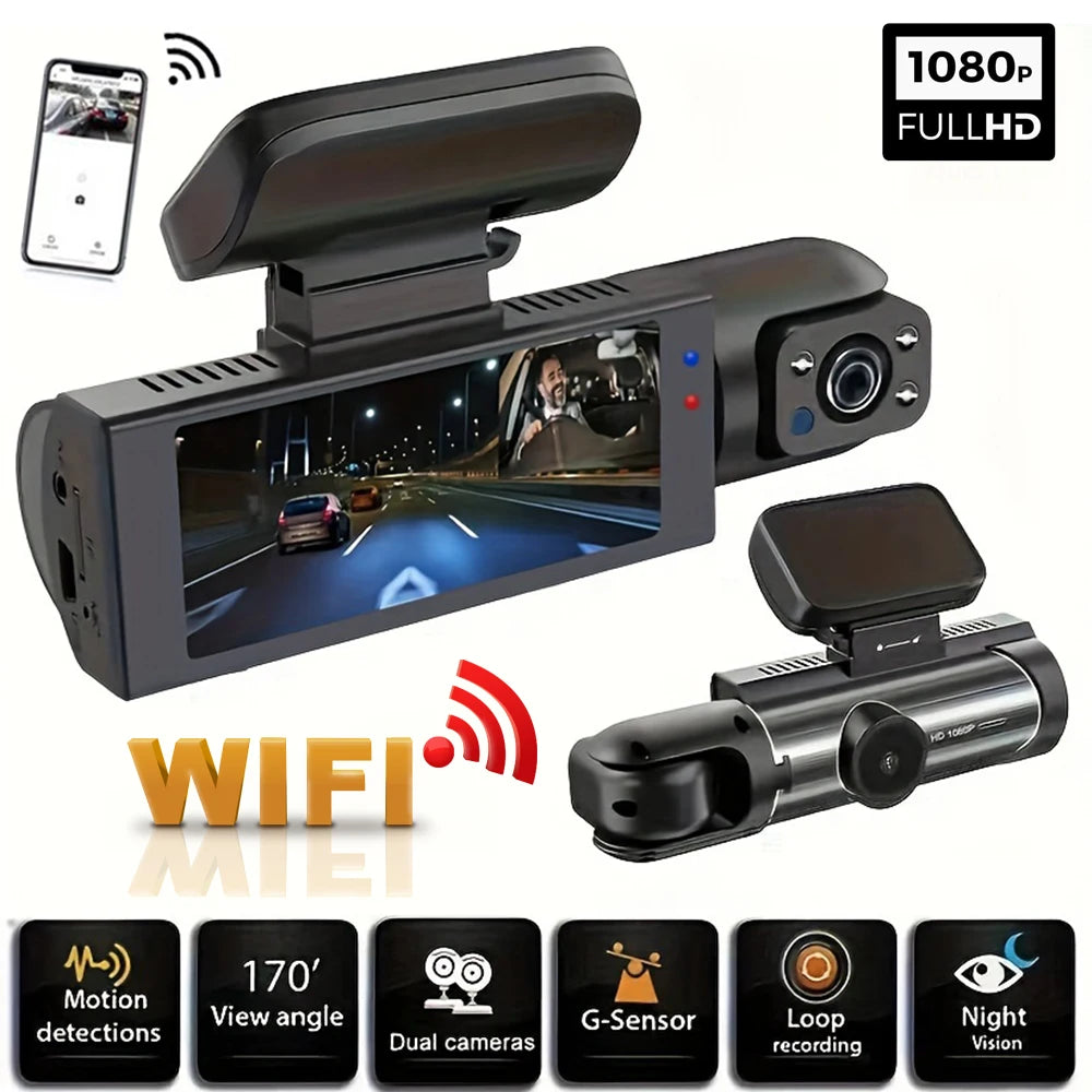 Dashcam voiture GMAIPOP double 1080P WiFi intérieur