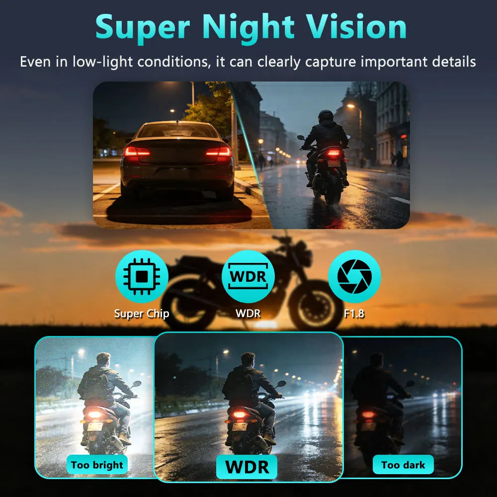 Dashcam moto 2K WiFi IP66 GPS interne – photo 10