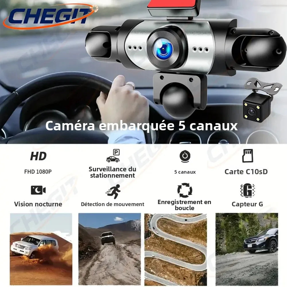 Dashcam voiture WDSZKMYF 5 canaux 1080P 360 – présentation