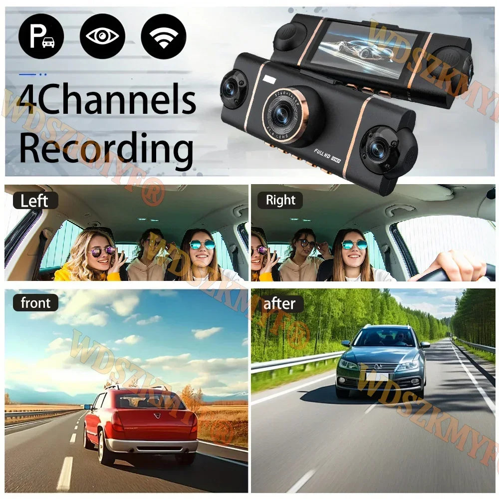 Dashcam voiture 4 canaux 4K UHD 360 – vue détaillée