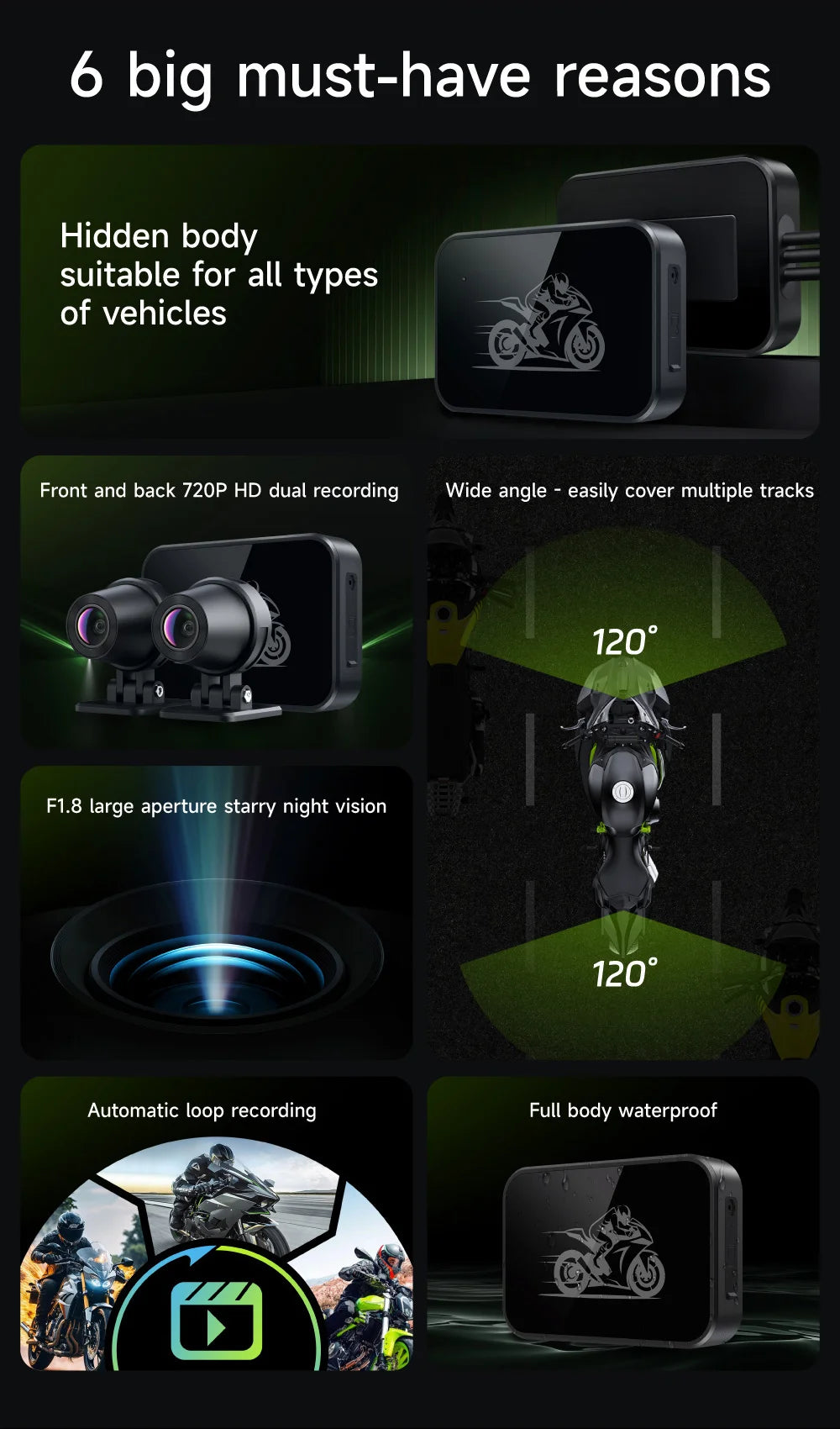 Dashcam moto JIUYIN double caméra 720P – photo 9