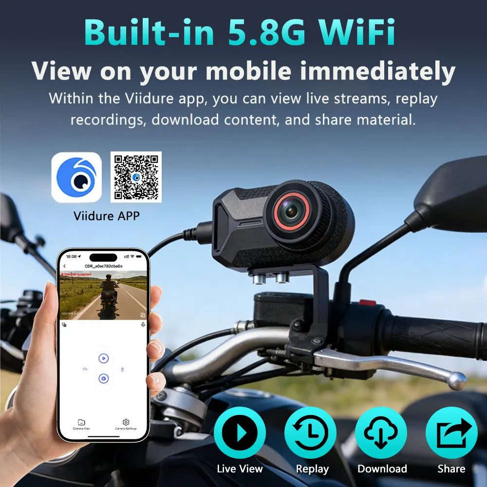 Dashcam moto 2K WiFi IP66 GPS interne – photo 15