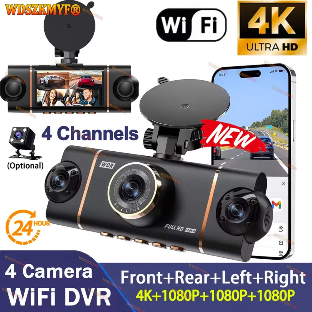 Dashcam voiture 4 canaux 4K UHD 360