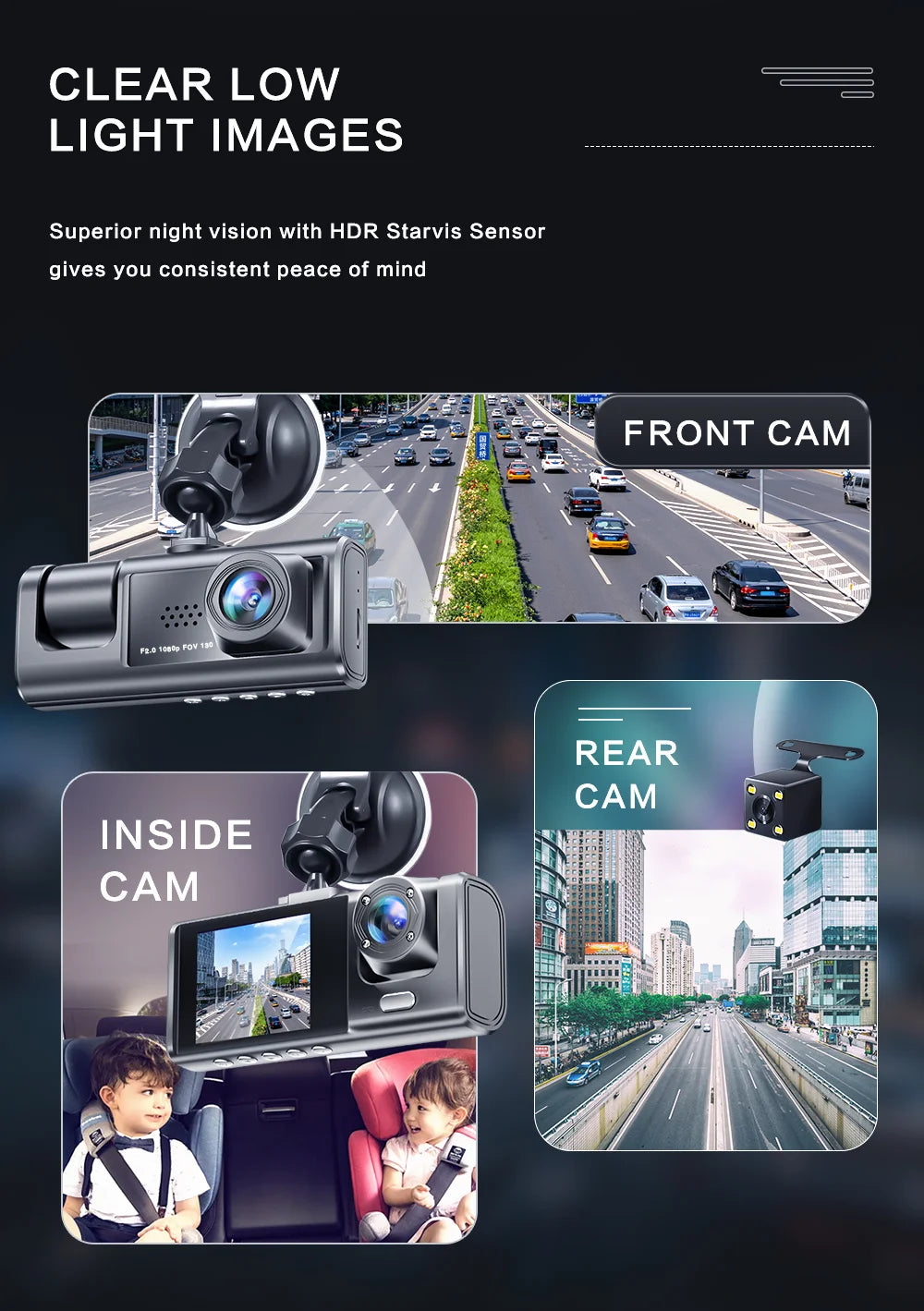 Dashcam voiture Baideluo double 1080P avant intérieur – photo 11