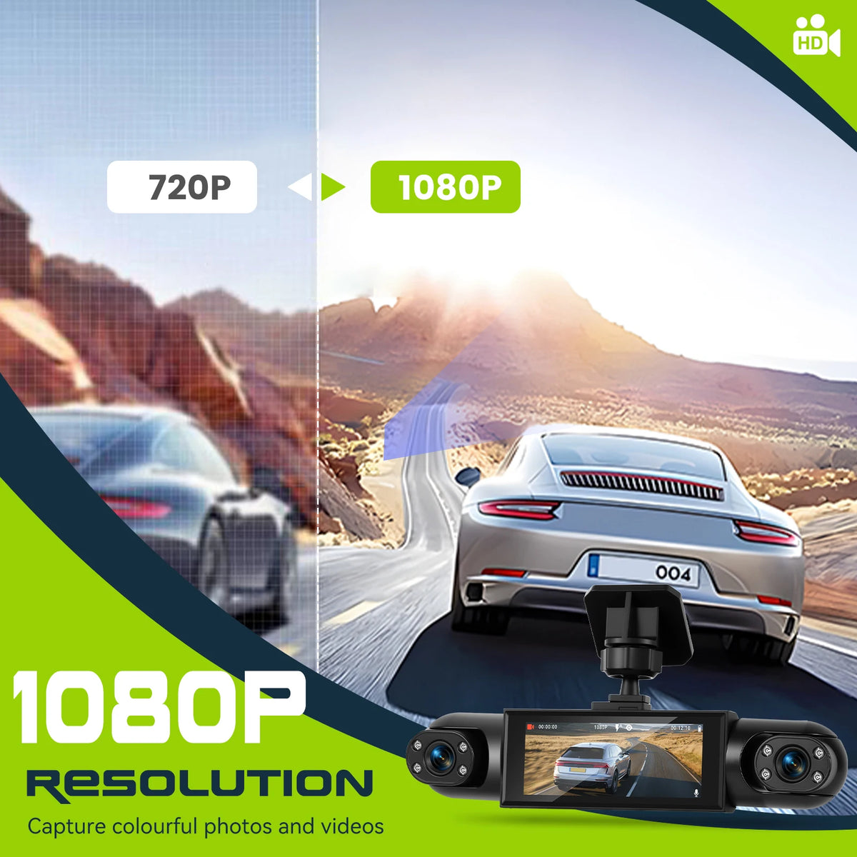 Dashcam voiture Podofo 1080P GPS multi-vues – présentation