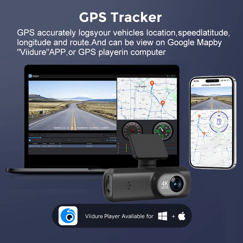 Dashcam voiture Kocam 4K UHD WiFi GPS externe – caractéristiques