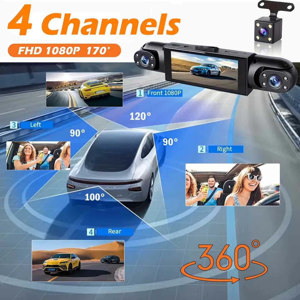 Dashcam voiture GMAIPOP 4 canaux 360 vision nocturne – vue détaillée