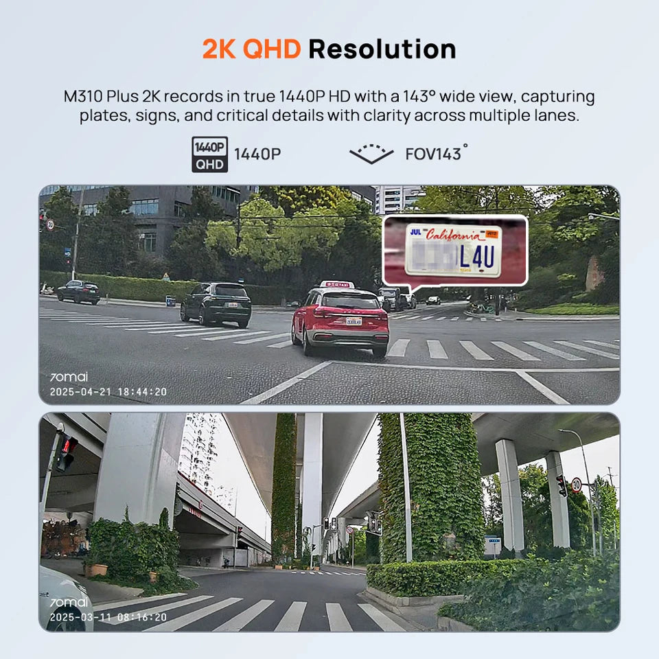 Dashcam 70mai M310 Plus 2K 1440P – aperçu