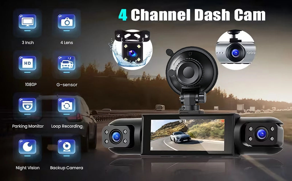 Dashcam voiture etymoofox 4 caméras écran tactile – détails