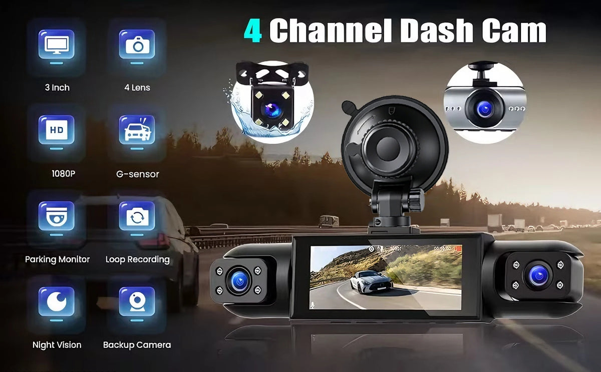 Dashcam voiture etymoofox 4 caméras écran tactile – détails