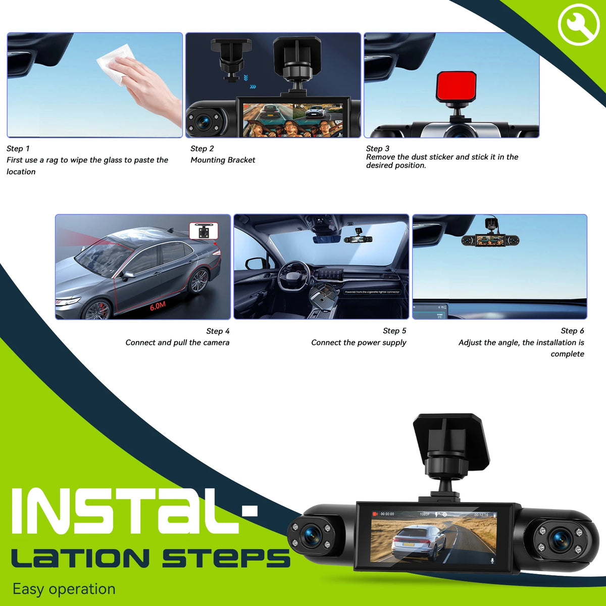Dashcam voiture Podofo 1080P GPS multi-vues – photo 9