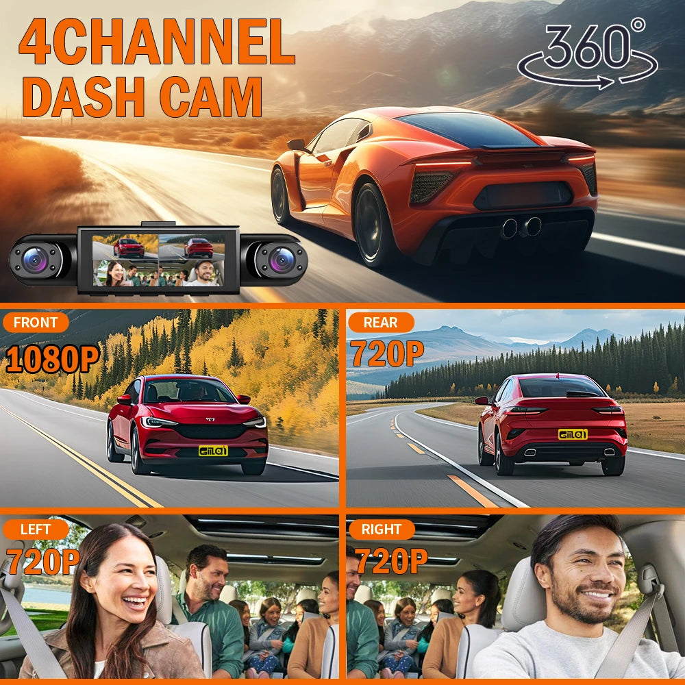 Dashcam voiture GMAIPOP 4 canaux 360 vision nocturne – présentation