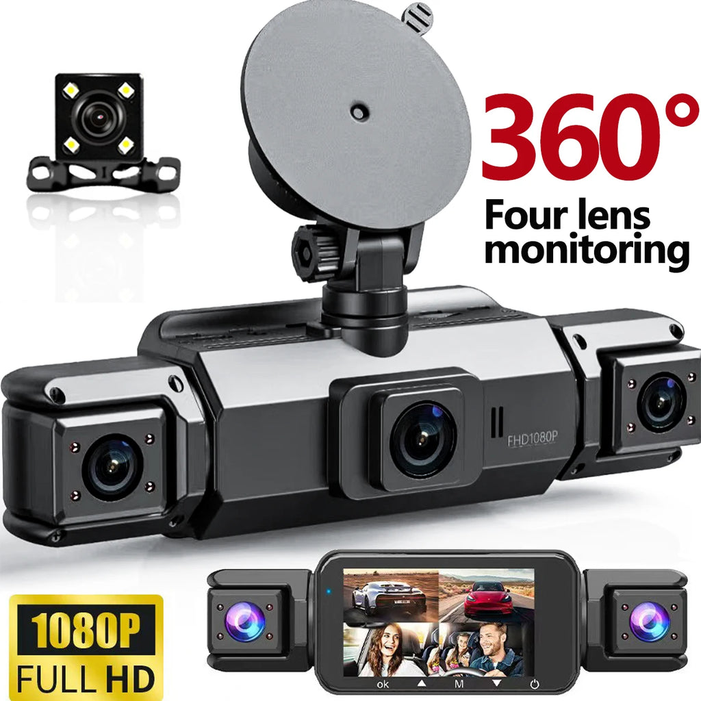 Dashcam voiture etymoofox 4 objectifs écran IPS