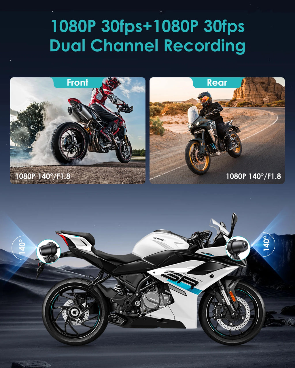 Dashcam moto Icreative écran 3 pouces 720P – photo 23