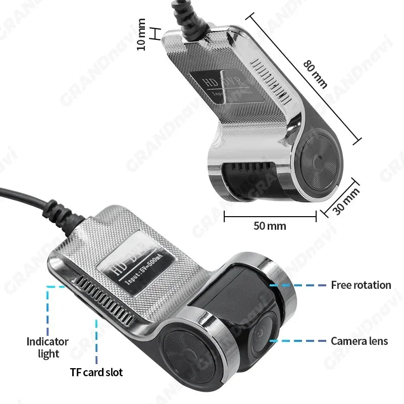 Dashcam Grandnavi USB 720P ADAS Android – vue détaillée