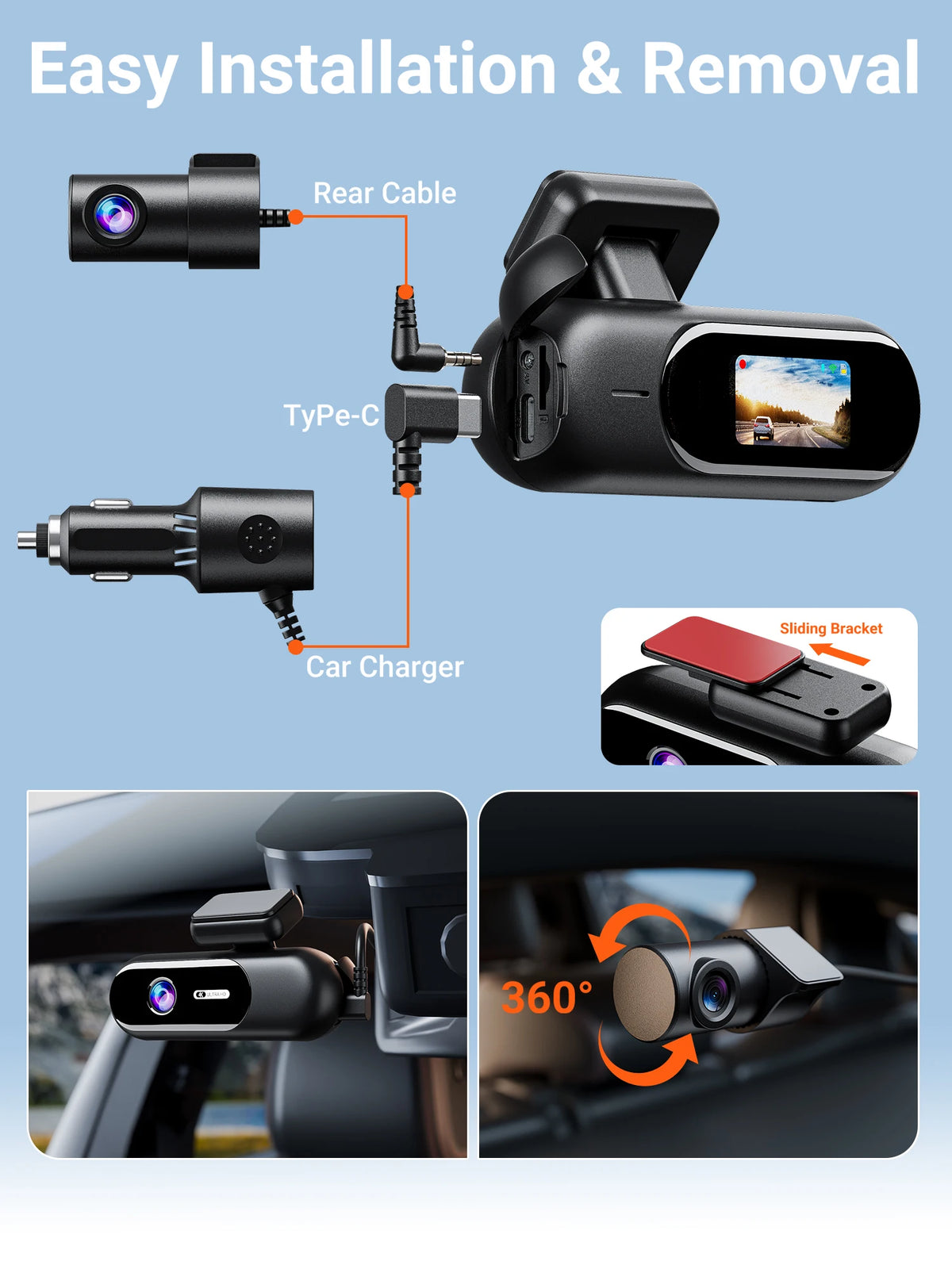 Dashcam voiture GMAIPOP 4K UHD HDR double – photo 20