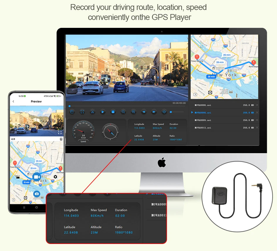 Dashcam rétroviseur E-ACE 2.5K GPS WiFi – photo 16