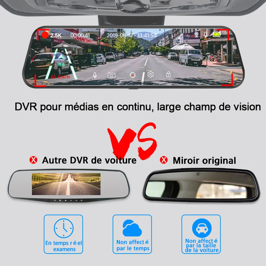 Dashcam rétroviseur E-ACE 2.5K GPS WiFi – caractéristiques