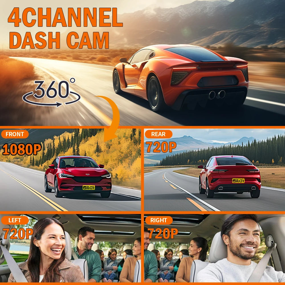 Dashcam voiture 4 canaux 1080P GMAIPOP hardwire – présentation