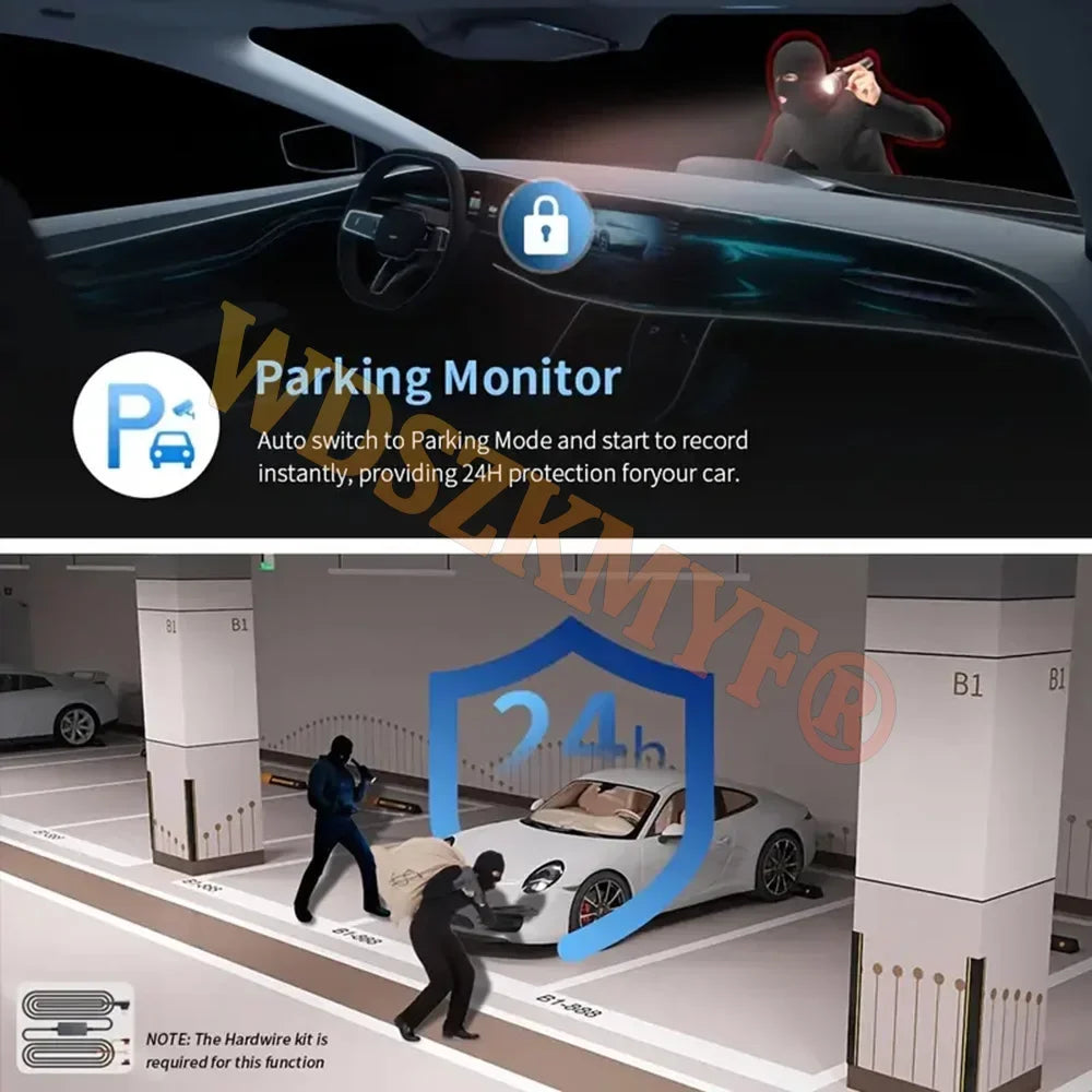 Dashcam voiture WDSZKMYF 4 caméras 360 1080P – vue technique