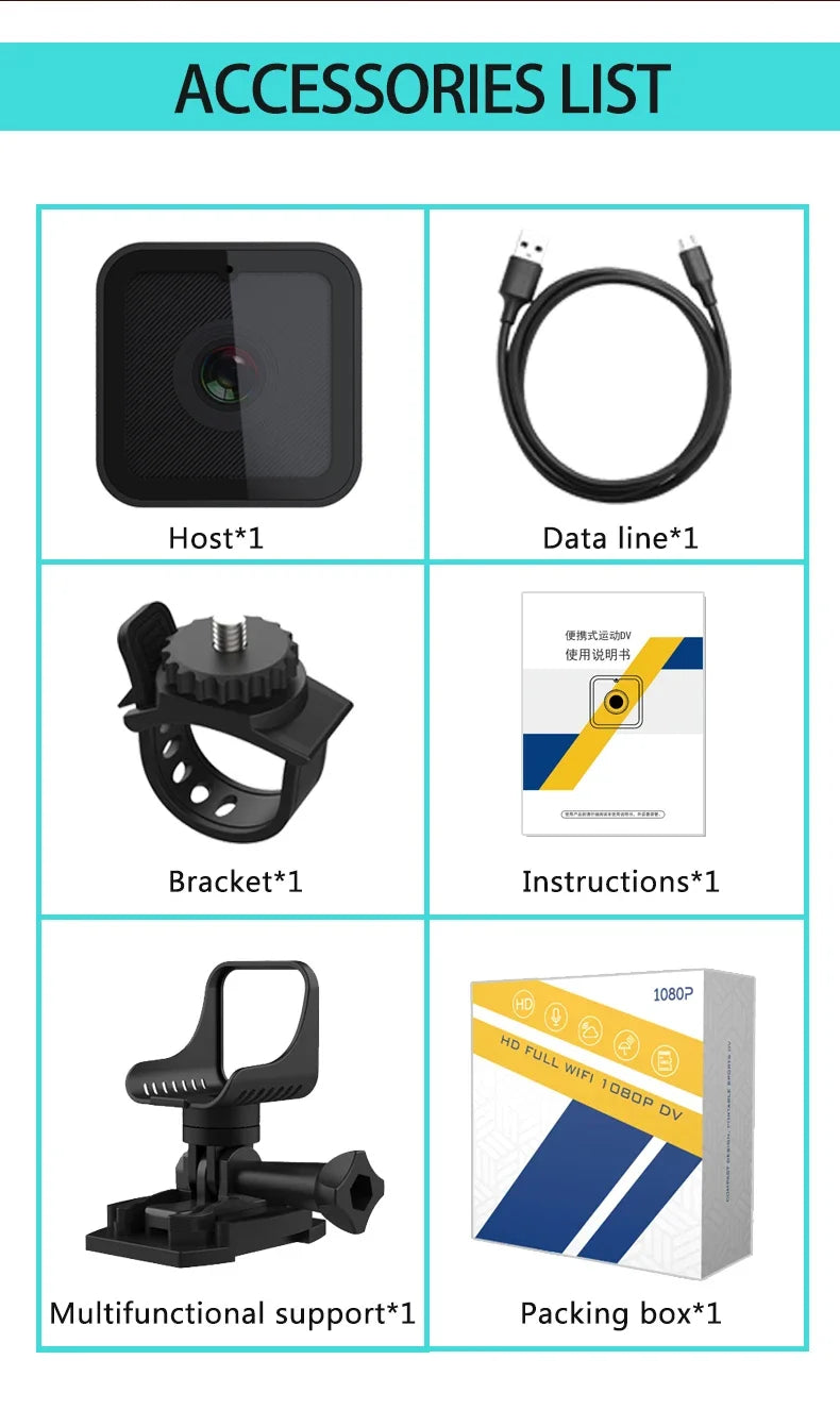 Mini caméra sport 1080P WiFi hotspot – photo 20