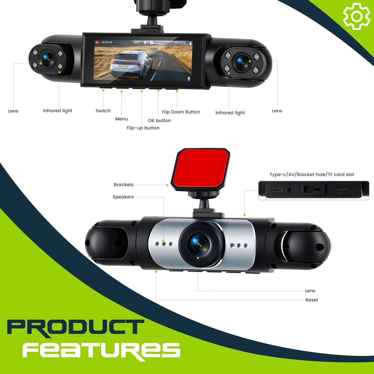 Dashcam voiture Podofo 1080P GPS multi-vues – photo 14
