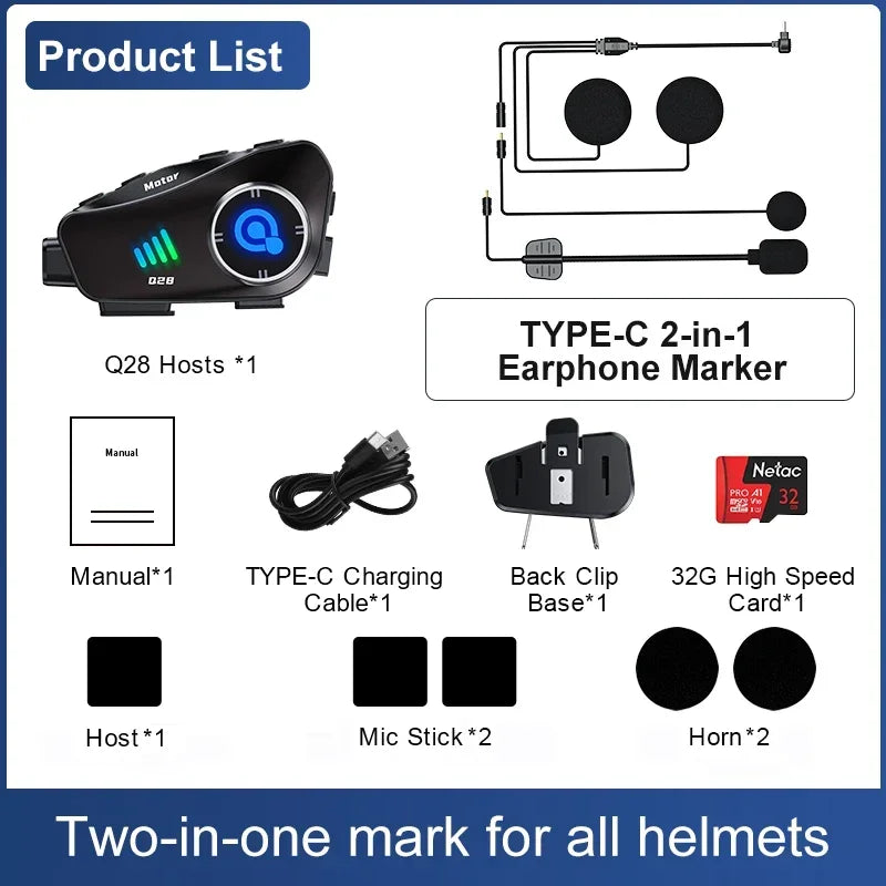 Casque moto Kebidumei caméra 1080P Bluetooth – photo 21