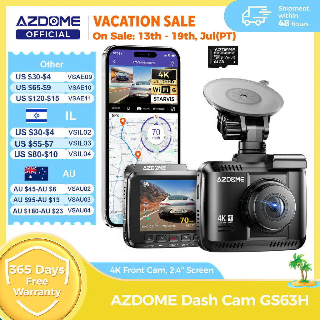 Dashcam AZDOME GS63H 4K Sony STARVIS